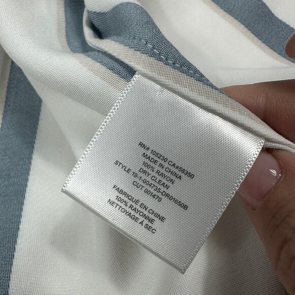 Equipment Striped Work Elegant Short Date Night Sleeve Wrap Midi Dress Medium - Picture 13 of 14